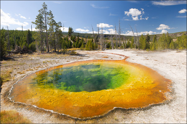 Die Farben des  Morning Glory Pools im Yellowstone Nationalpark (USA) kommen am besten zur Mittagszeit zur Geltung.<br />Nikon D3x mit AF-S NIKKOR 24?70 mm 1:2,8G ED